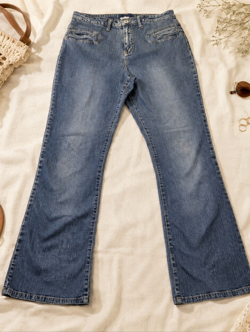 Vintage Y2K 90s Bootcut Flare Jeans Boho Hippie Festival Grunge Retro